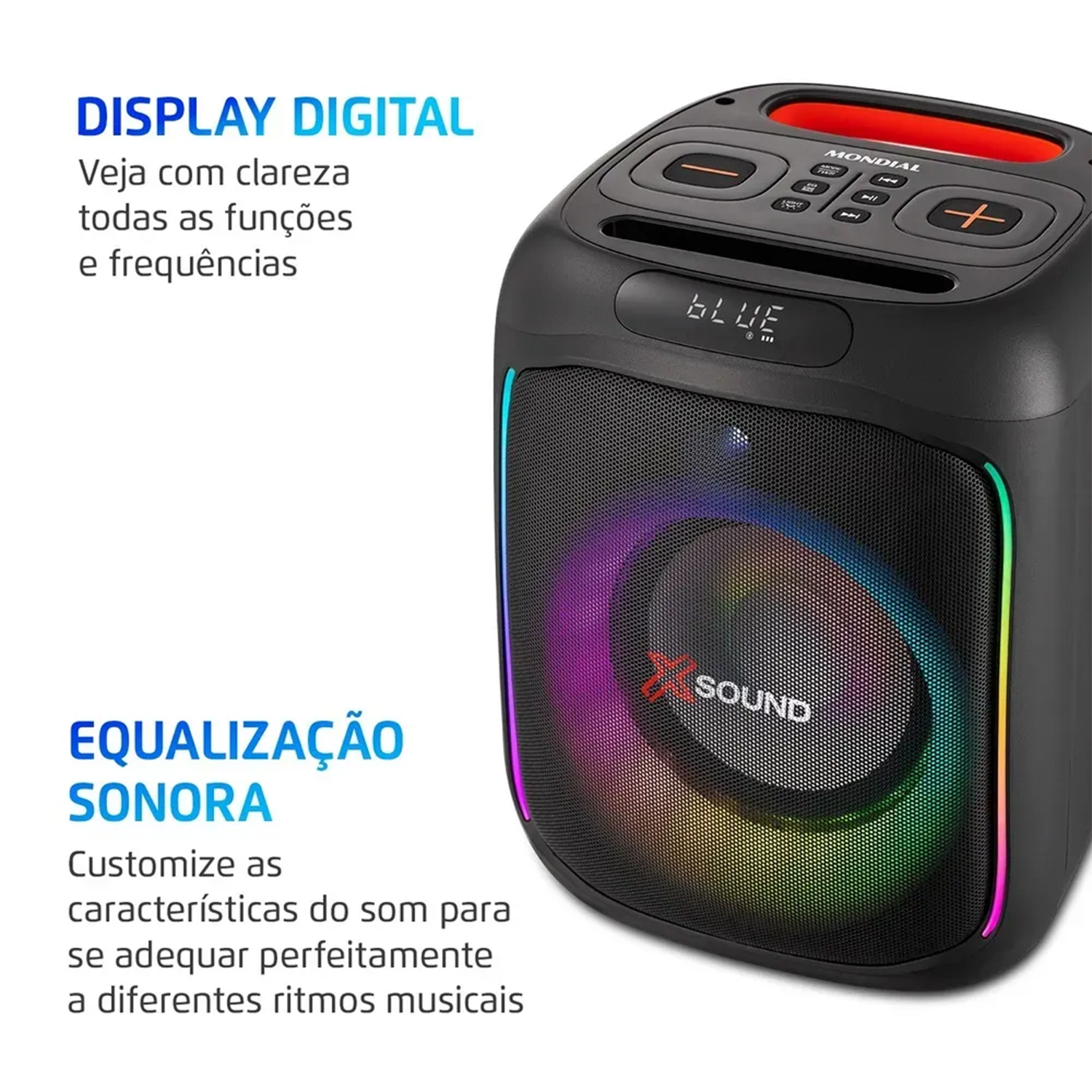 Caixa de Som Box Mondial Party PBX-350 com LED Digital 350W