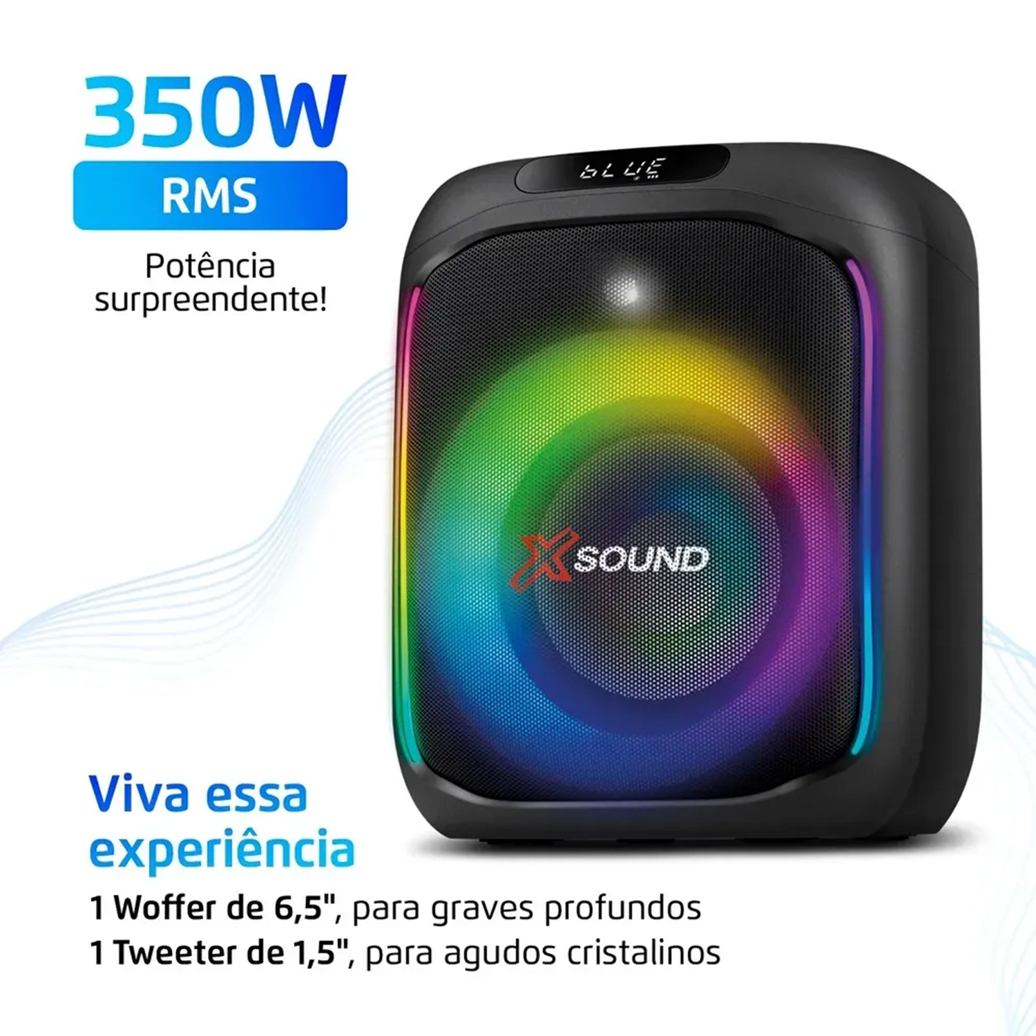 Caixa de Som Box Mondial Party PBX-350 com LED Digital 350W