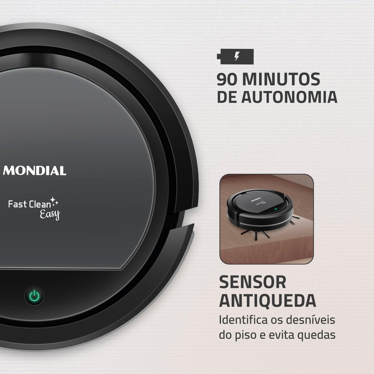 Aspirador Robô Fast Clean Mondial Rb08 Bivolt 30w