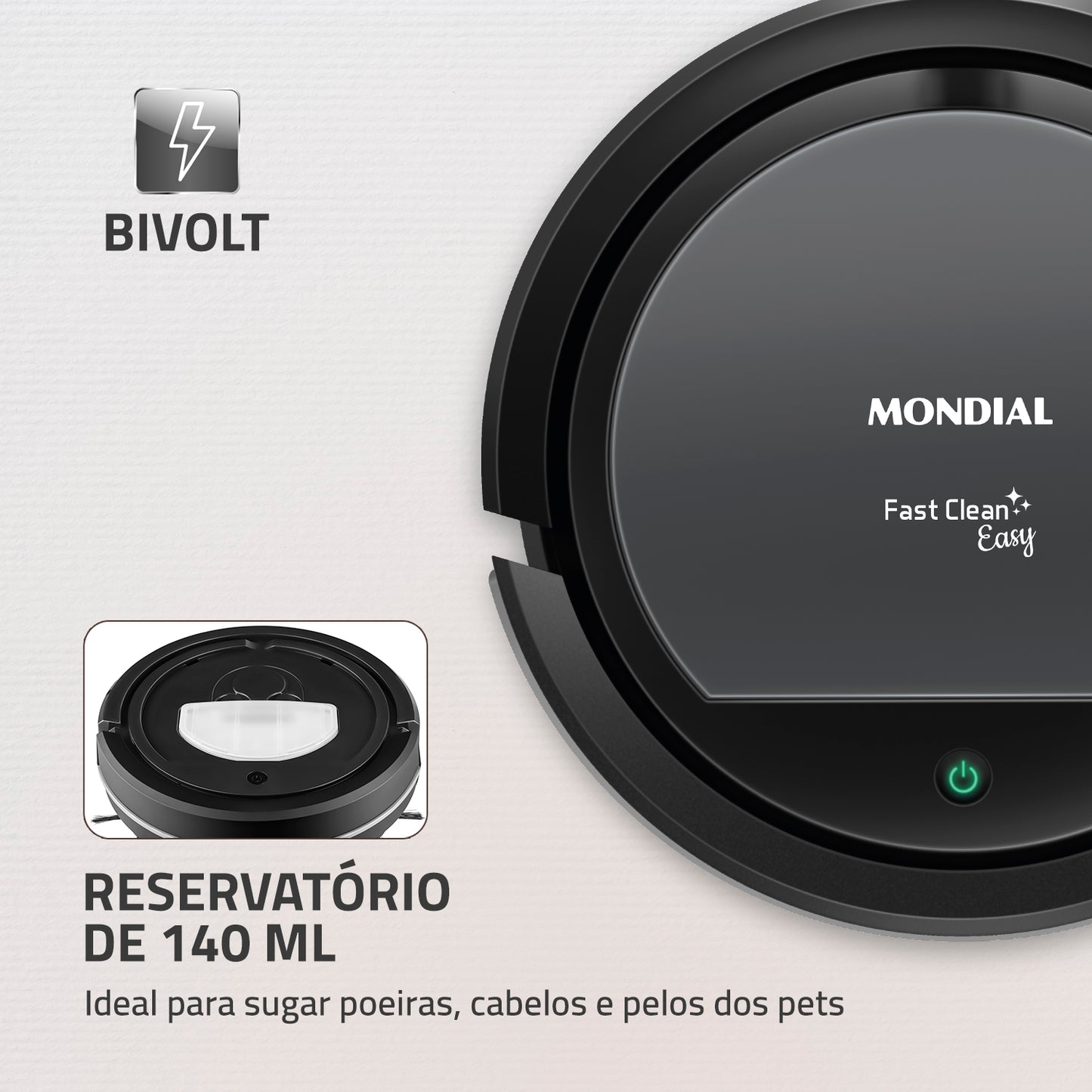 Aspirador Robô Fast Clean Mondial Rb08 Bivolt 30w