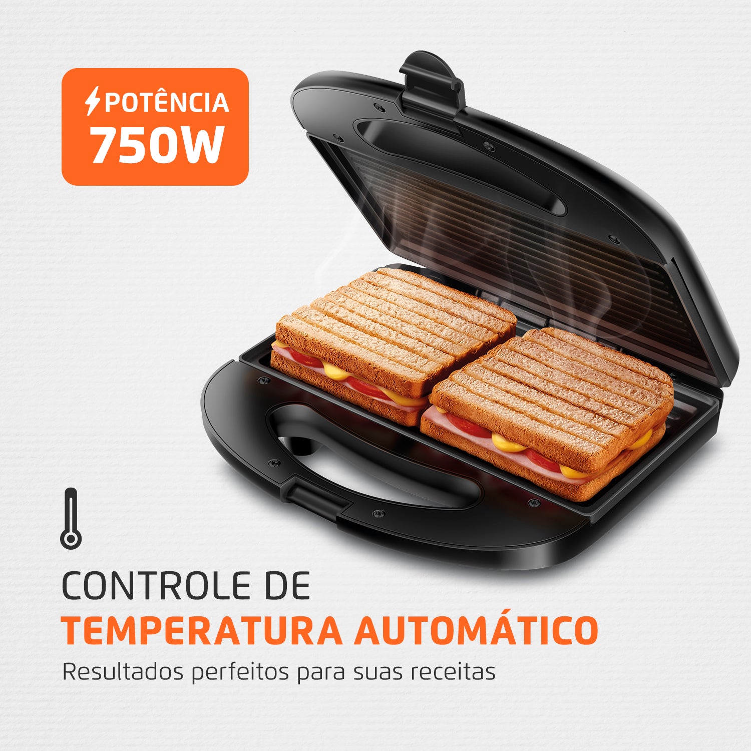 Sanduicheira Master Grill Mondial Inox S-20 Potência de 750W