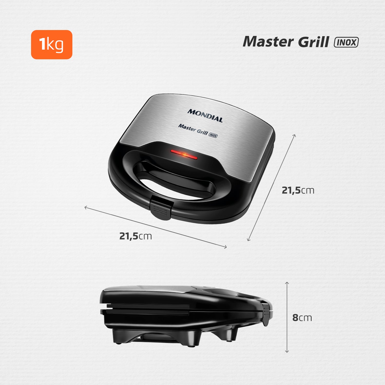 Sanduicheira Master Grill Mondial Inox S-20 Potência de 750W