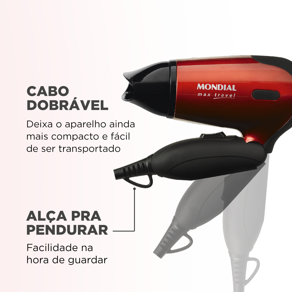 Secador De Cabelos Mondial Max Travel Sc-10 Bivolt 1200W