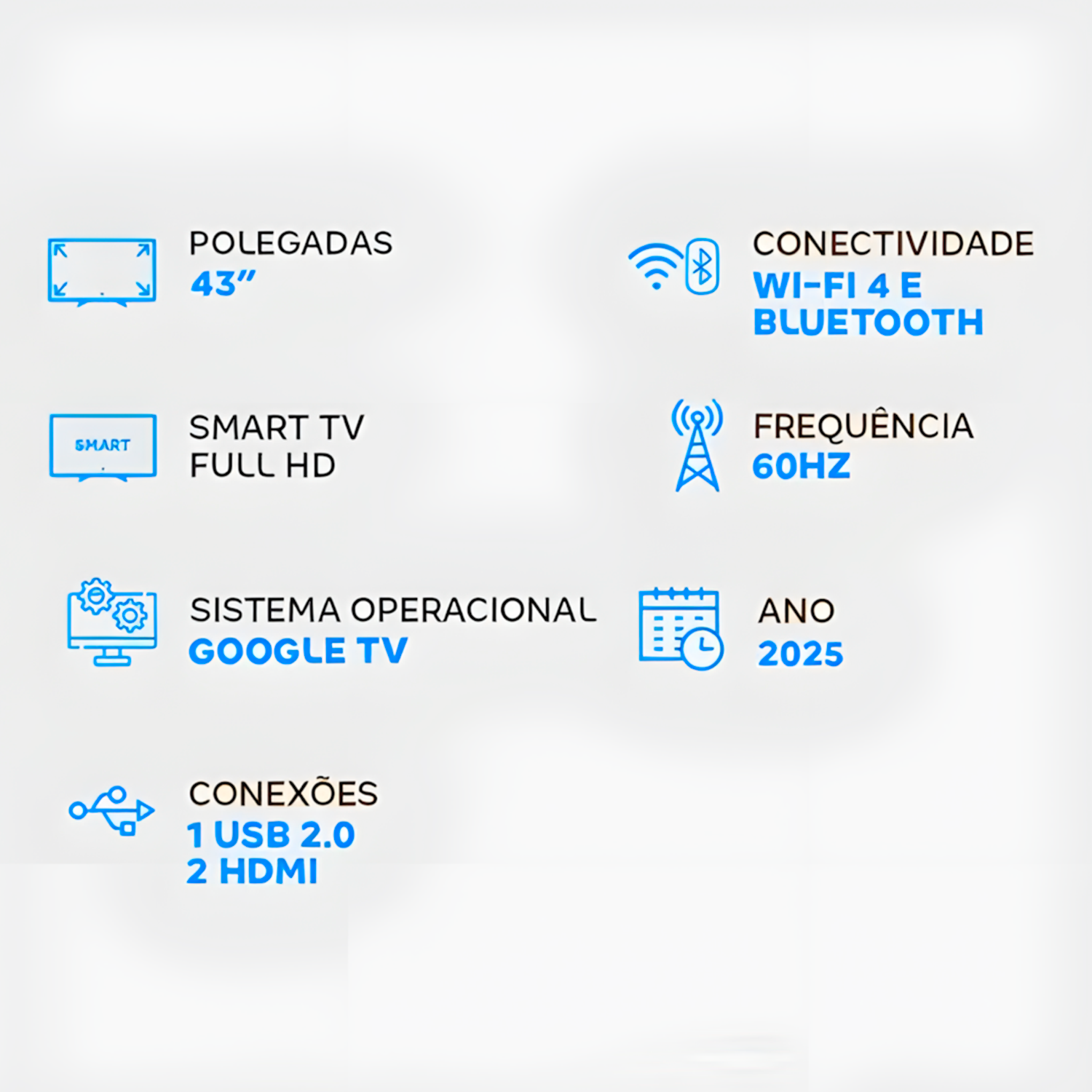 Smart Tv Semp 43S42 43” Led FHD Google Tv Dolby Audio 60Hz
