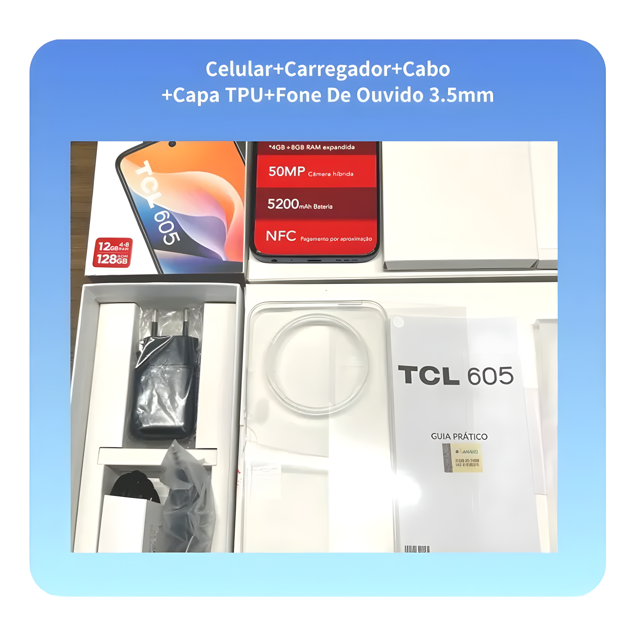 Smartphone TCL 605 T517D 4G 4GB Ram 128GB  Camera Dupla Tela 6.7