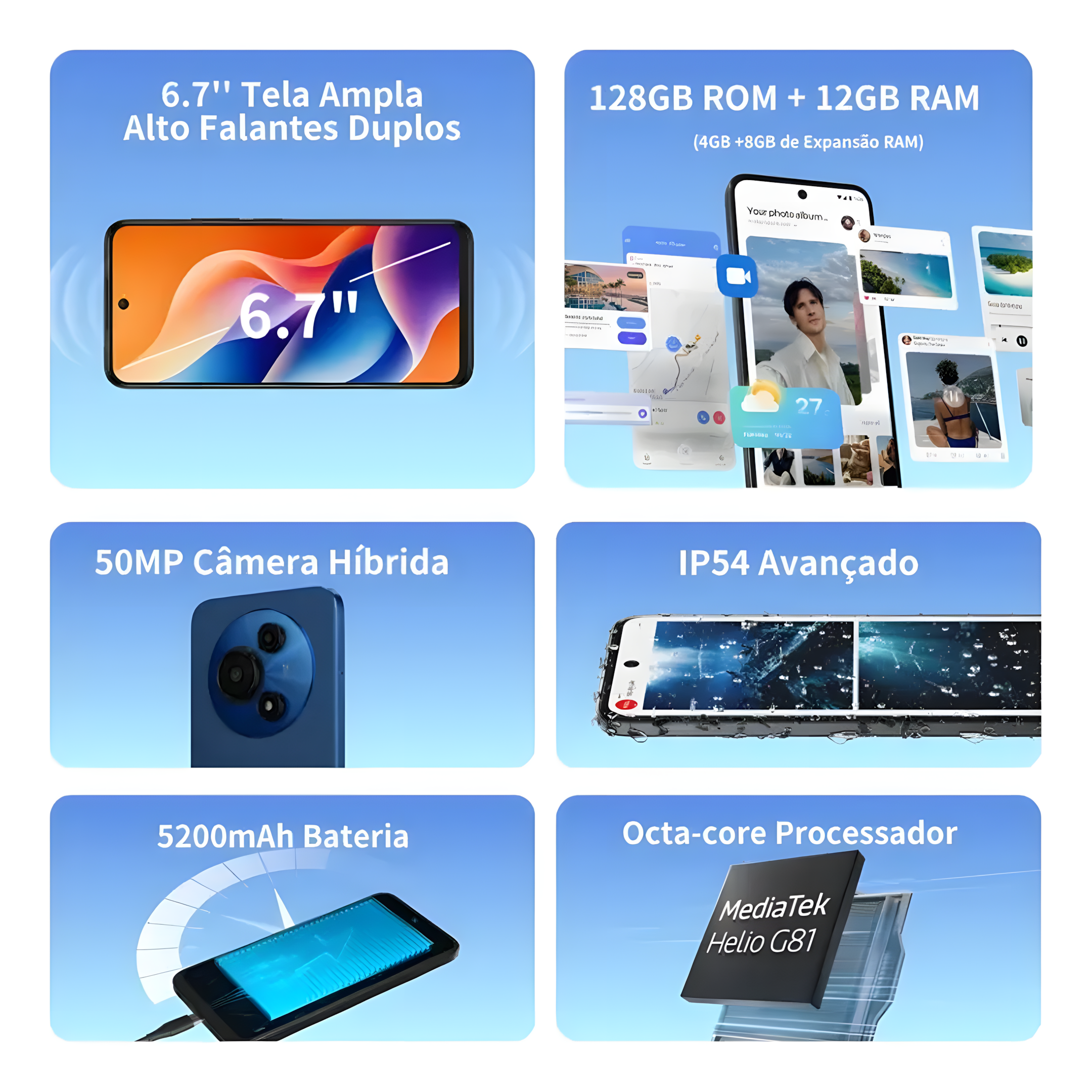 Smartphone TCL 605 T517D 4G 4GB Ram 128GB  Camera Dupla Tela 6.7