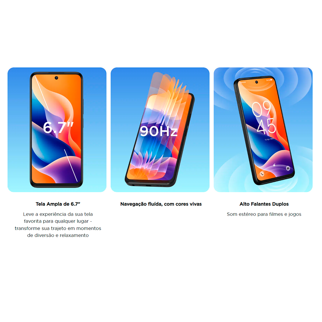 Smartphone TCL 605 T517J 4G Octacore 4GB Ram 256GB Tela 6.7