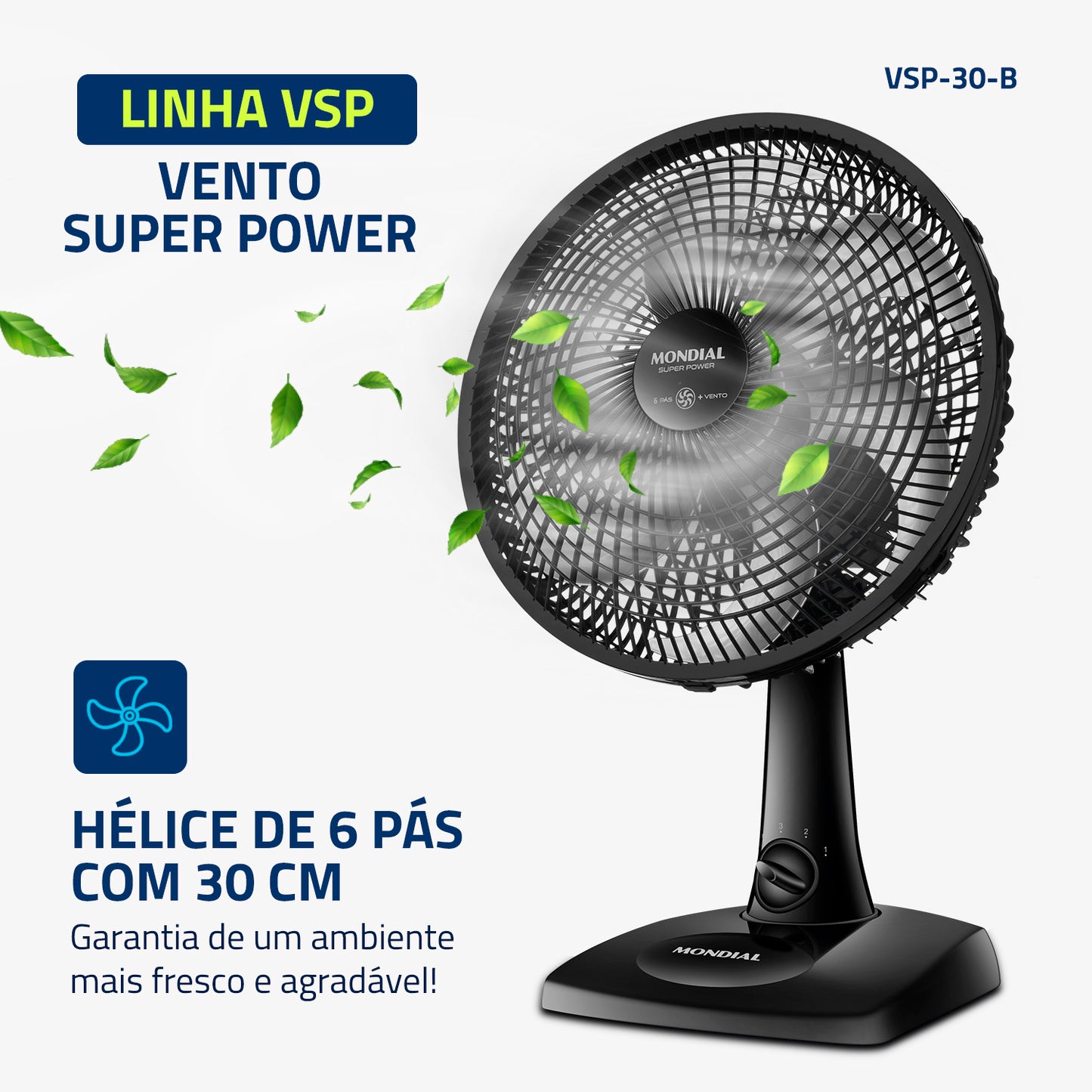 Ventilador Mondial 30cm Super Power Vsp-30-B 60W 3 Velocidades