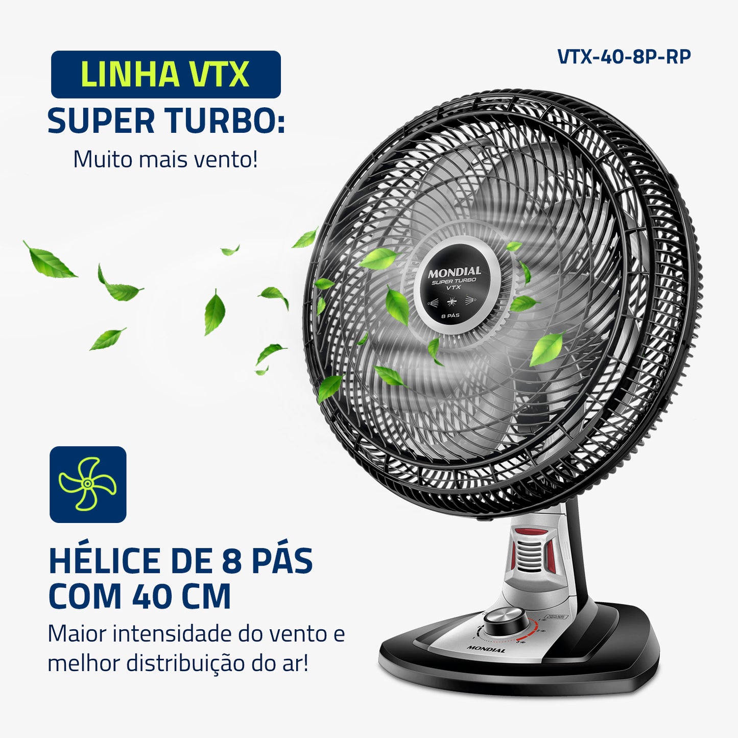 Ventilador Mondial Vtx-40-8p-rp Turbo Preto 8 Pás 40 cm 110v