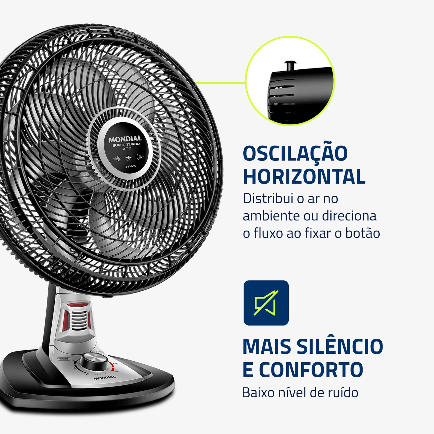 Ventilador Mondial Vtx-40-8p-rp Turbo Preto 8 Pás 40 cm 110v