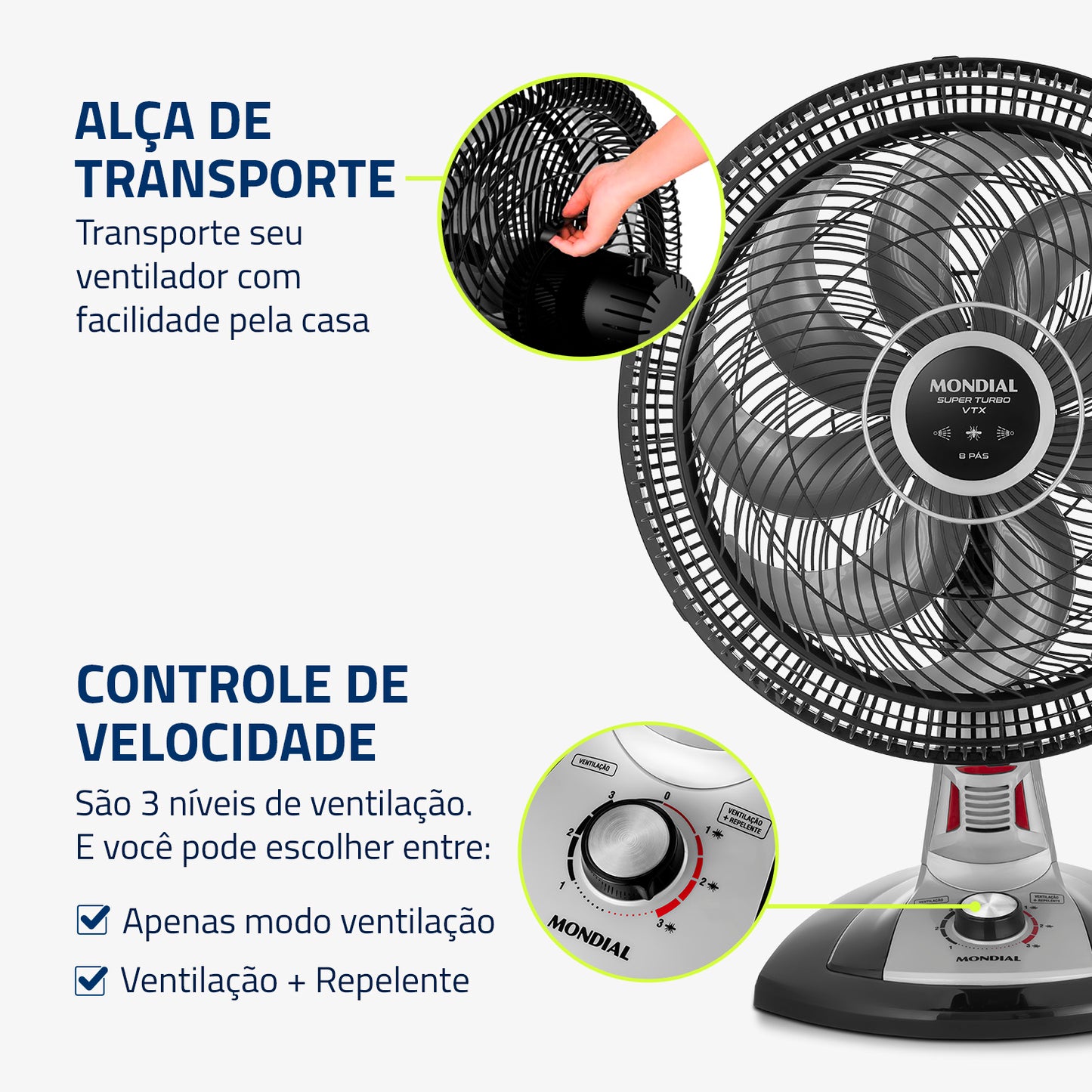 Ventilador De Mesa Mondial Vtx-40-8p-rp Super Turbo 40cm 220v