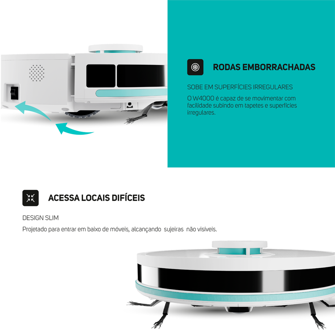 Aspirador Pó Robot WAP W4000 Base Autolimpante Laser Mop 48W