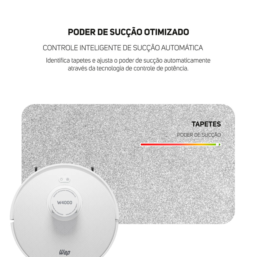 Aspirador Pó Robot WAP W4000 Base Autolimpante Laser Mop 48W
