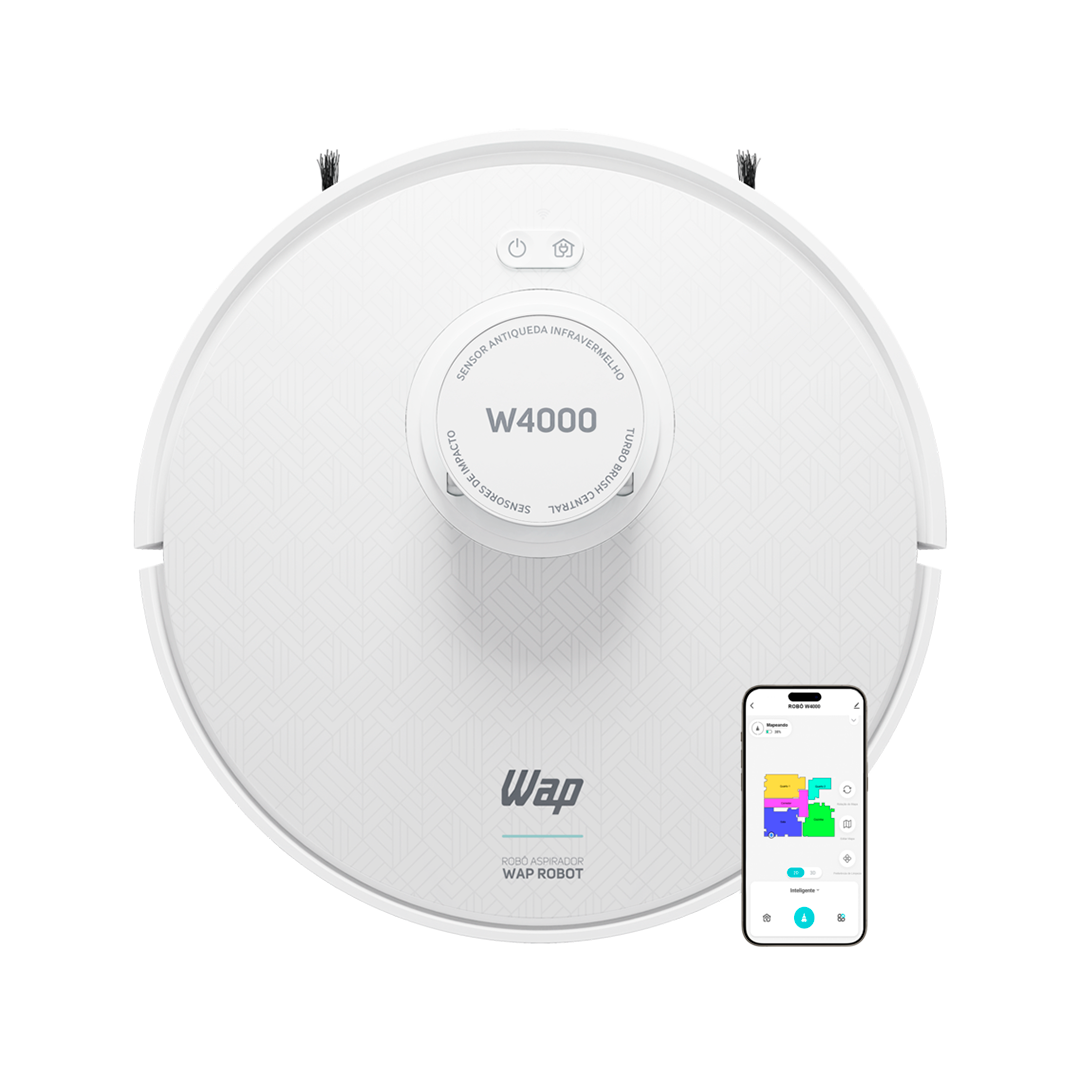 Aspirador Pó Robot WAP W4000 Base Autolimpante Laser Mop 48W