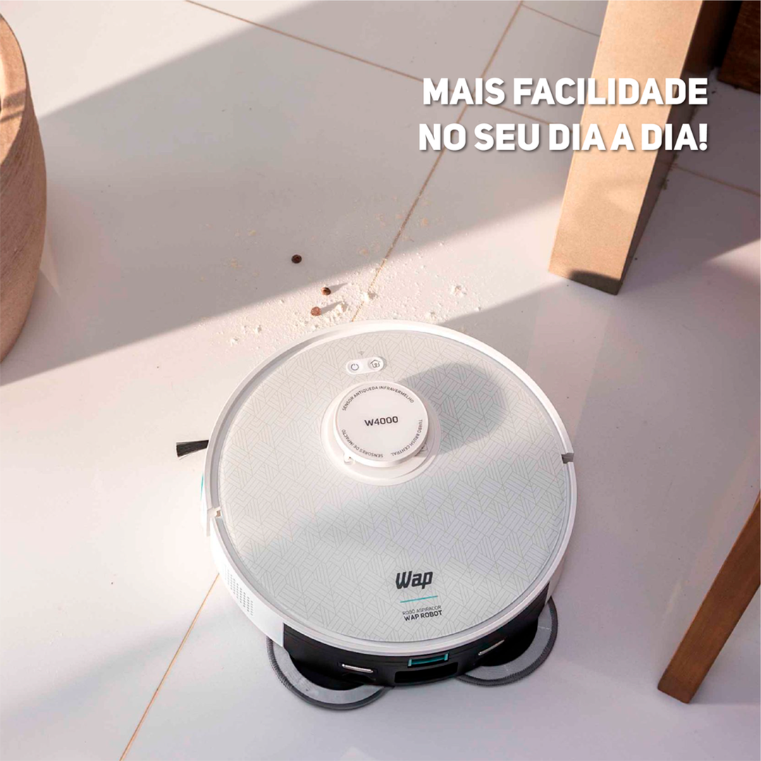 Aspirador Pó Robot WAP W4000 Base Autolimpante Laser Mop 48W