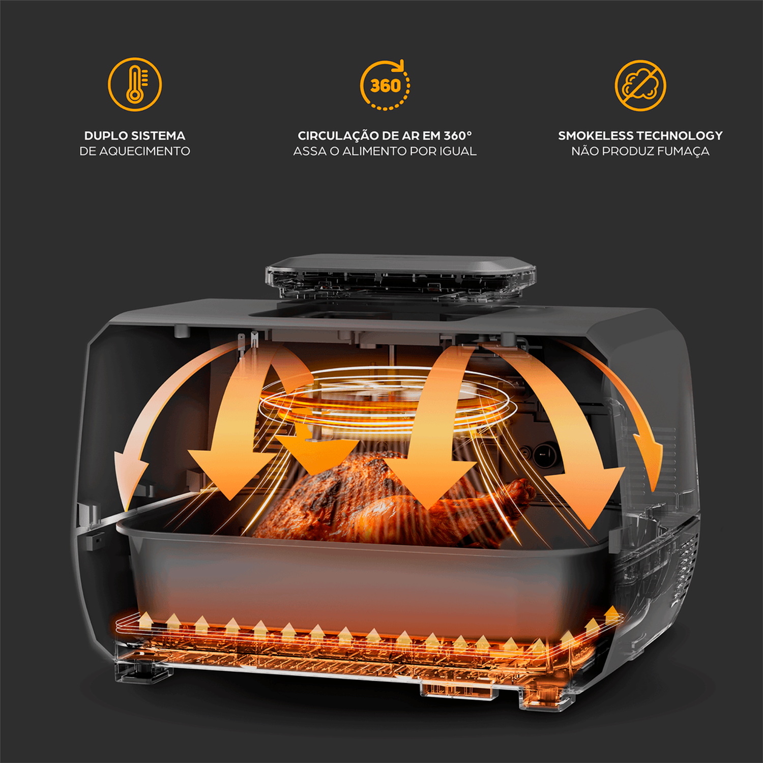 Fritadeira Elétrica Air Fryer Wap Barbecue 10l Digital 1800w
