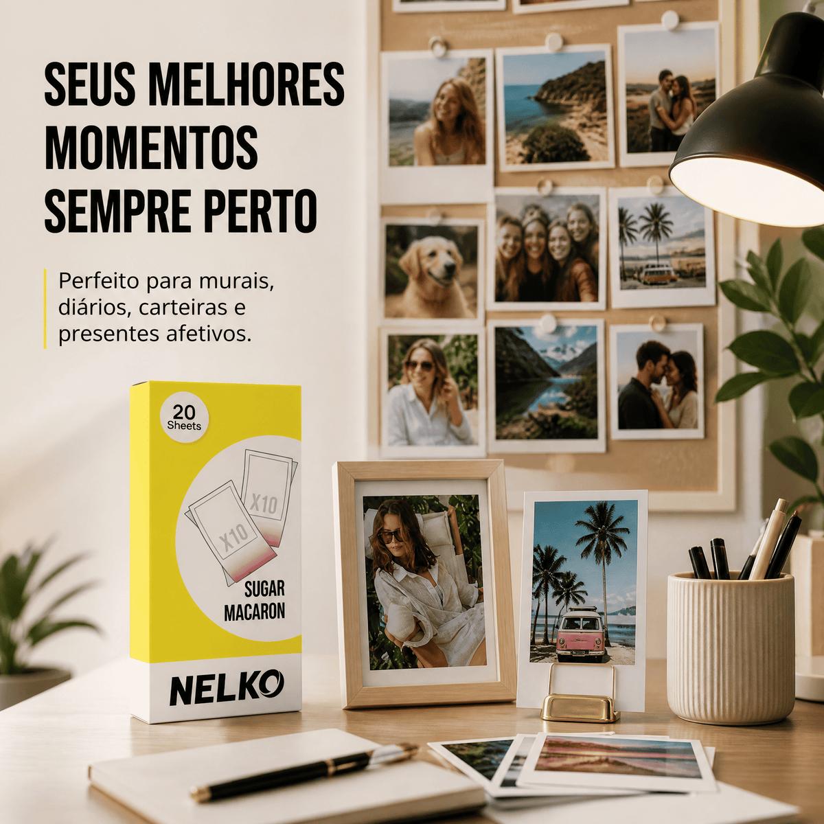 Papel Fotográfico Premium NELKO 20 Folhas 5x9 cm Não Adesivo