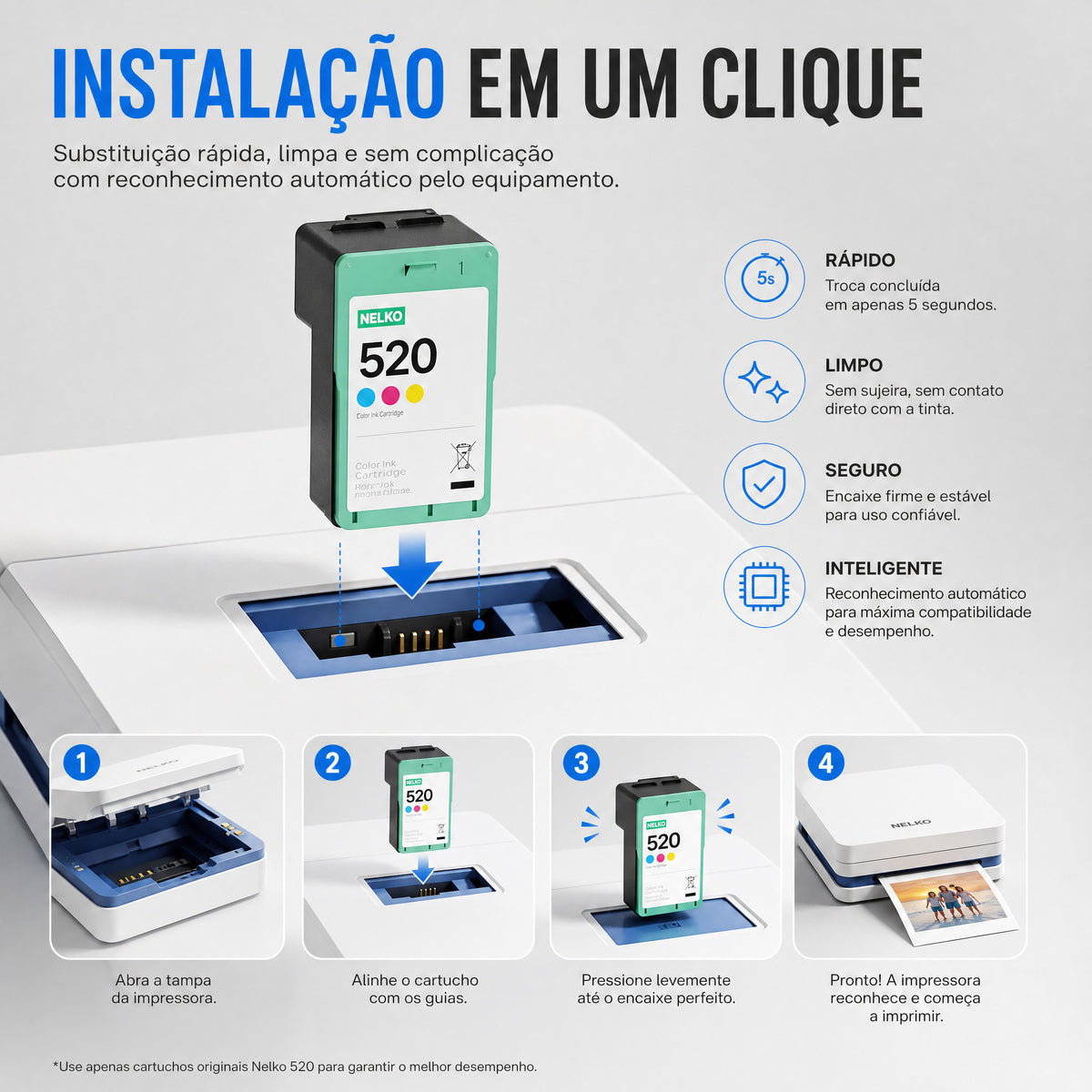 Cartucho de Tinta NELKO 520 para Impressora Fotográfica