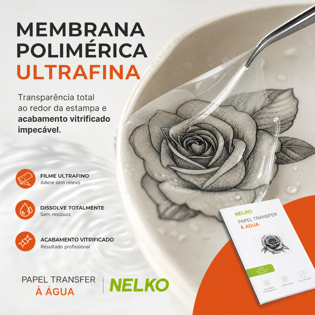 Papel Fotográfico NELKO para Transferência à Água 20 Folhas