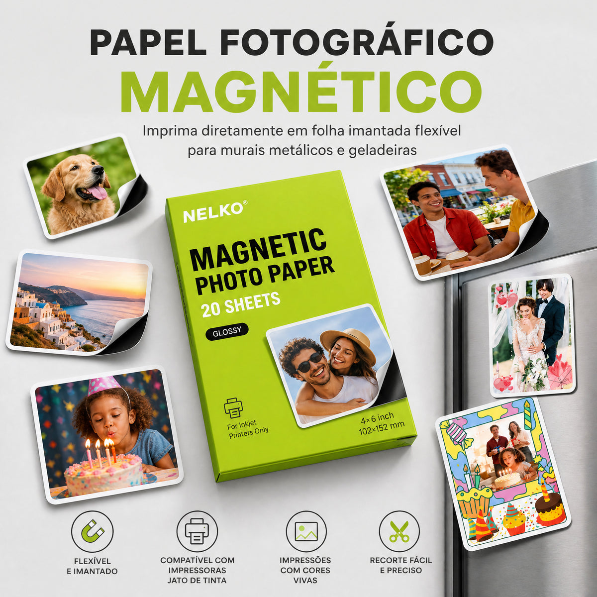 Papel Fotográfico Premium NELKO Magnético 20 folhas