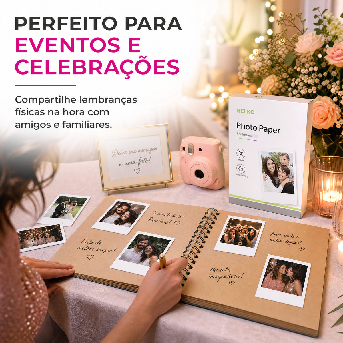 Papel Fotográfico Premium NELKO 80 Folhas 5x9 cm Não Adesivo