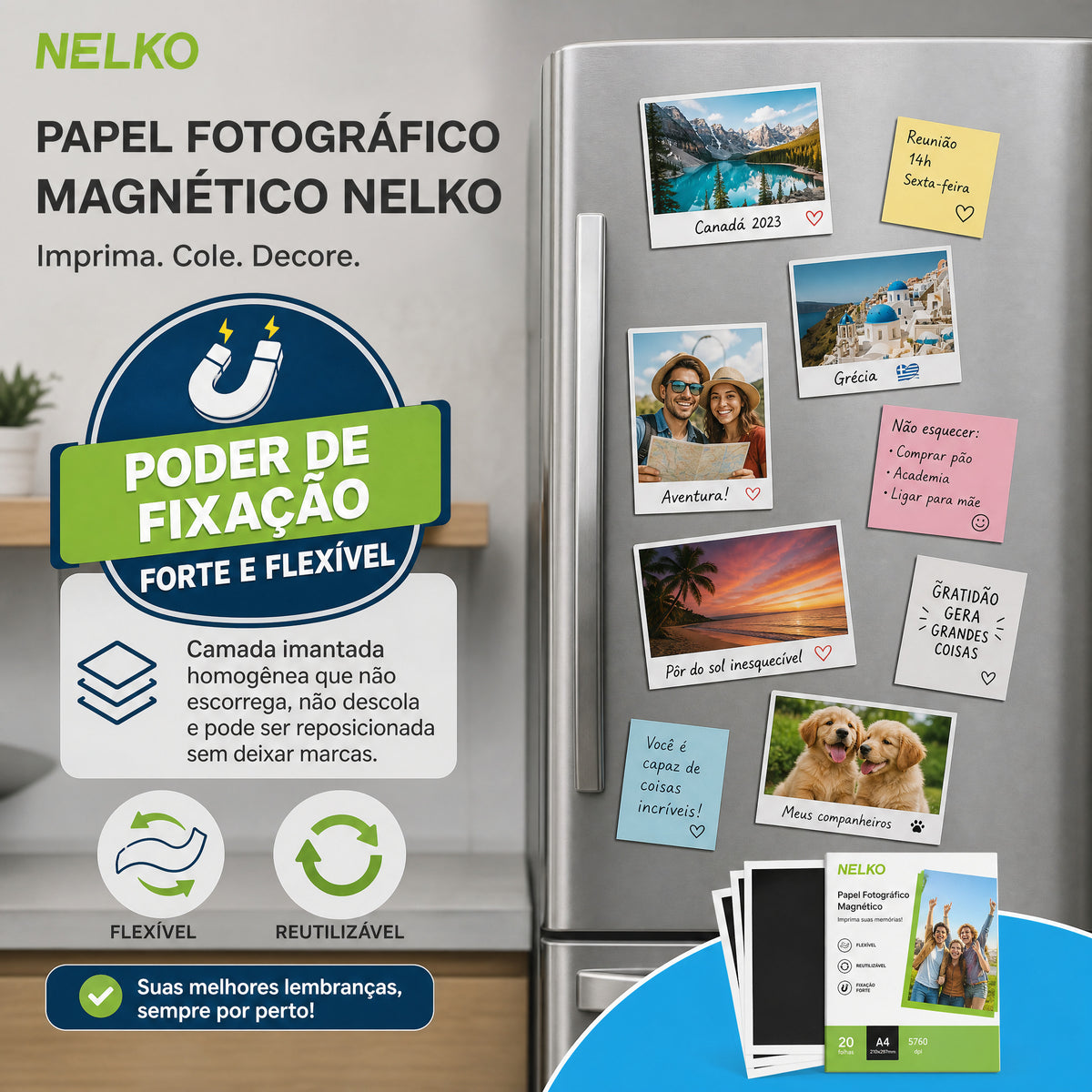 Papel Fotográfico Premium NELKO Magnético 20 folhas