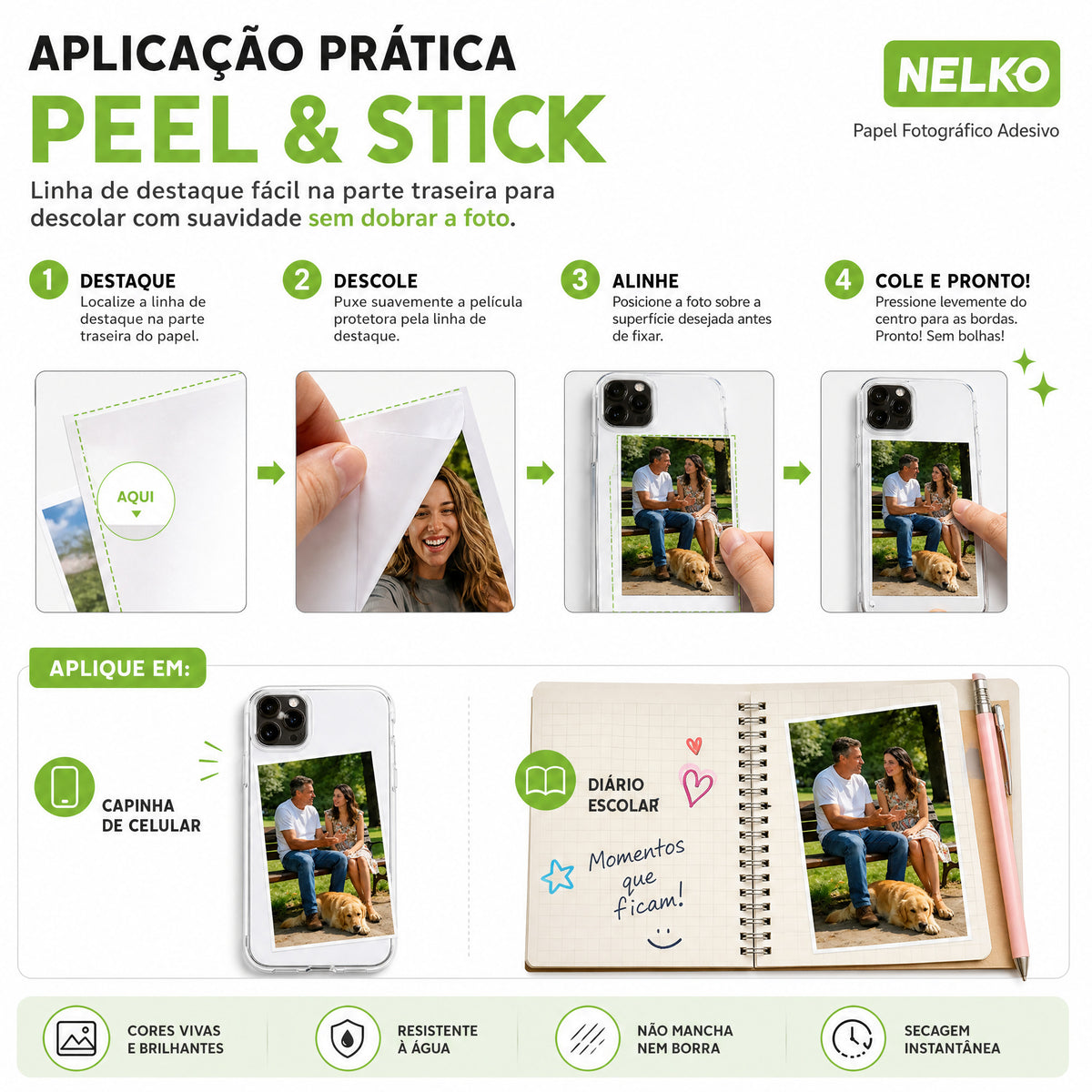 Papel Fotográfico Premium NELKO Adesivo 20 folhas