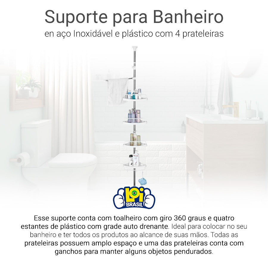 Suporte Banheiro Decoteam Altura Ajustável Aço Inox