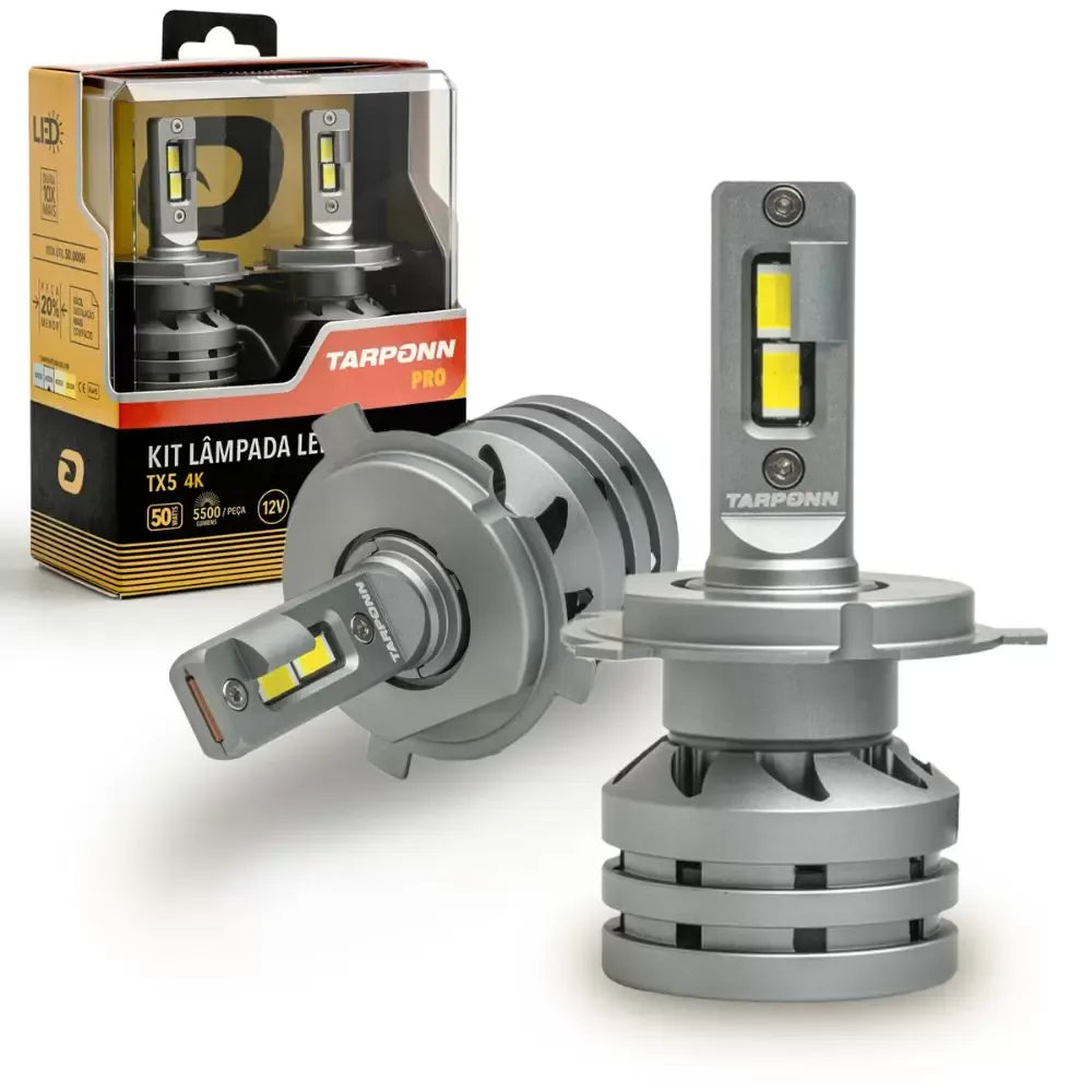 Kit Lâmpadas Led Tarponn TP-6412 TX5 Pro H4 Lumens 4000k 50w