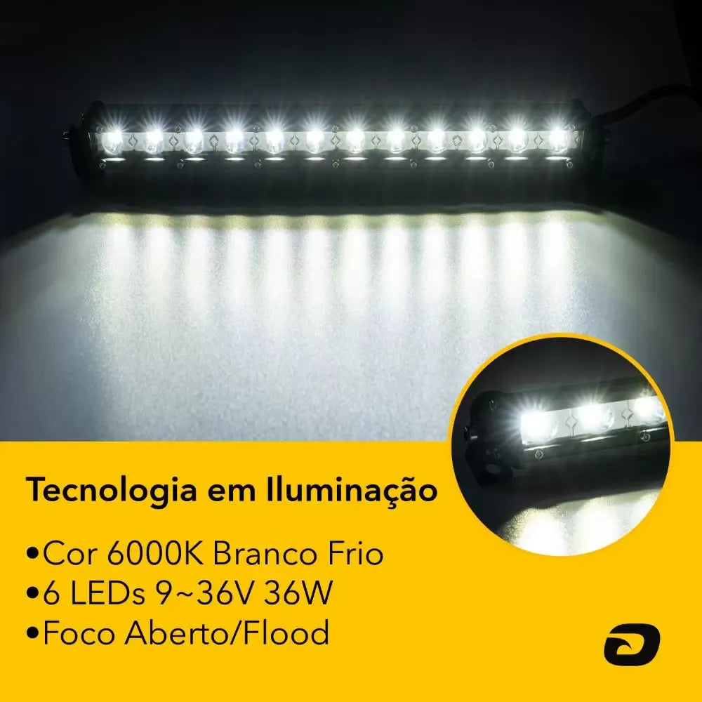 Mini Barra de Led Slim Tarponn TP-6034 Foco Aberto 6000k 18w