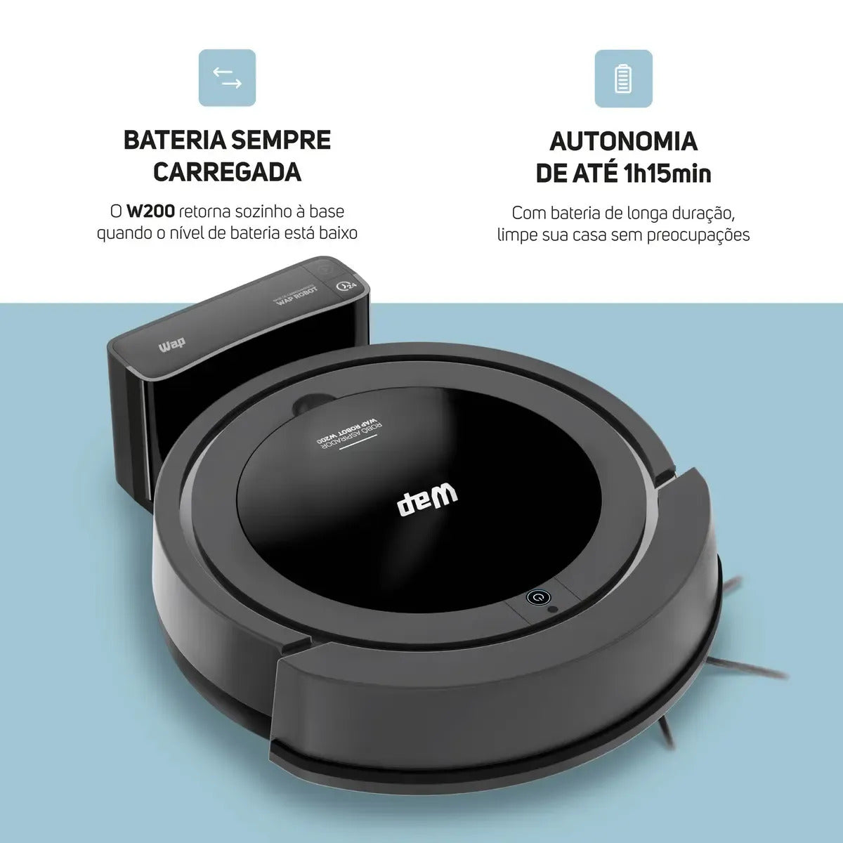 Robô Aspirador WAP Robot W200 3 em 1 Com Controle Bivolt