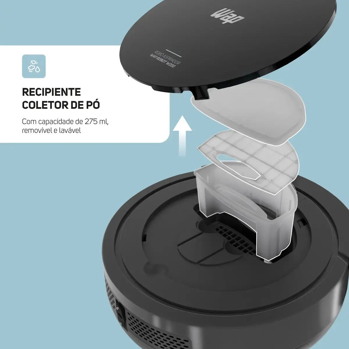 Robô Aspirador WAP Robot W200 3 em 1 Com Controle Bivolt