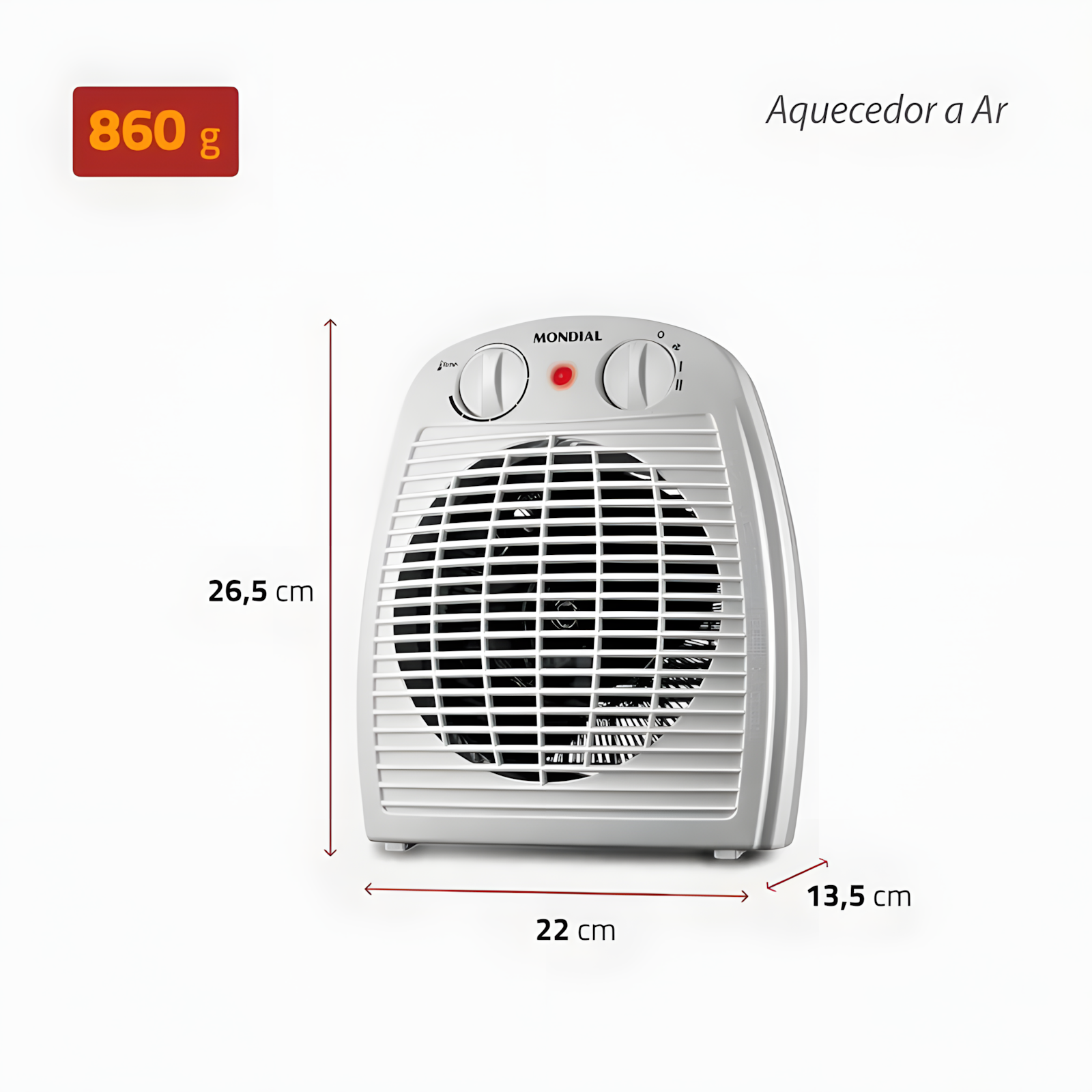 Aquecedor a Ar Eléctrico Mondial A-08 3 em 1 1500W