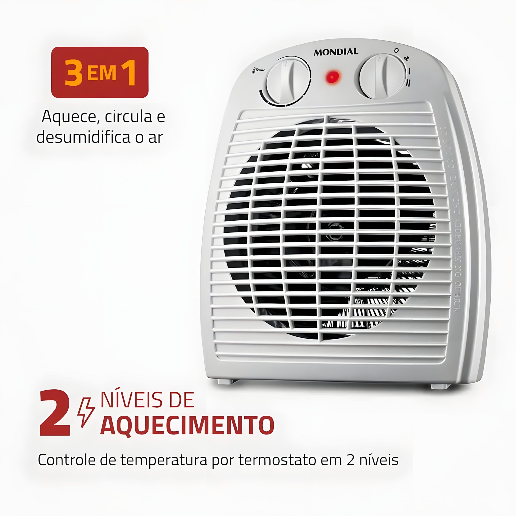 Aquecedor a Ar Eléctrico Mondial A-08 3 em 1 1500W