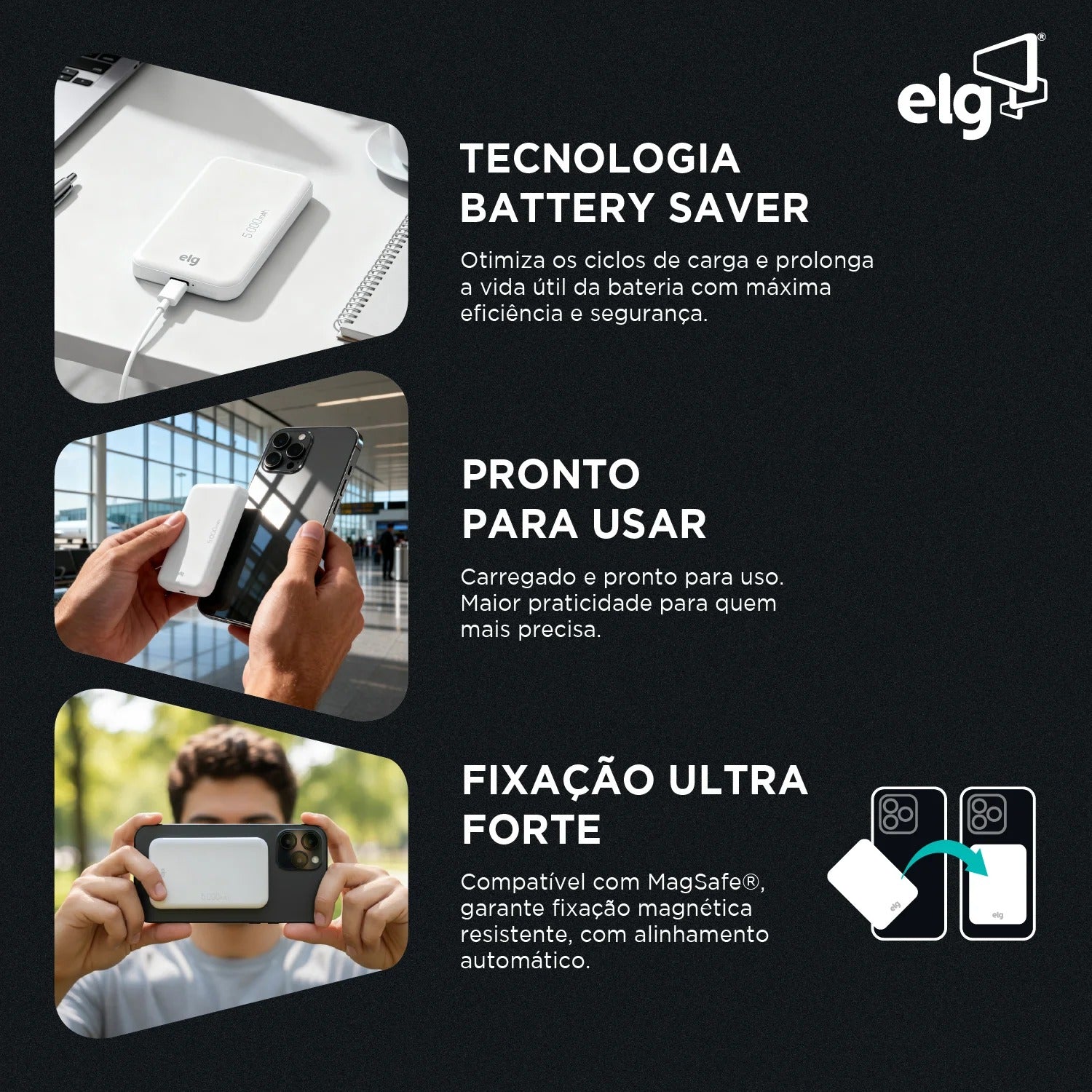 Power Bank Carregador Portátil MagSefe ELG PBW5 5000MAH 5W