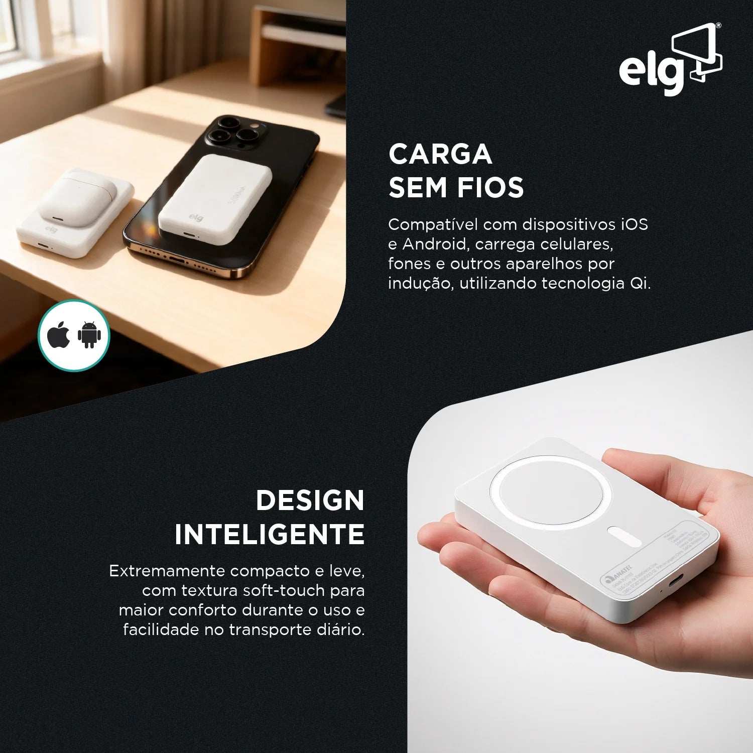Power Bank Carregador Portátil MagSefe ELG PBW5 5000MAH 5W