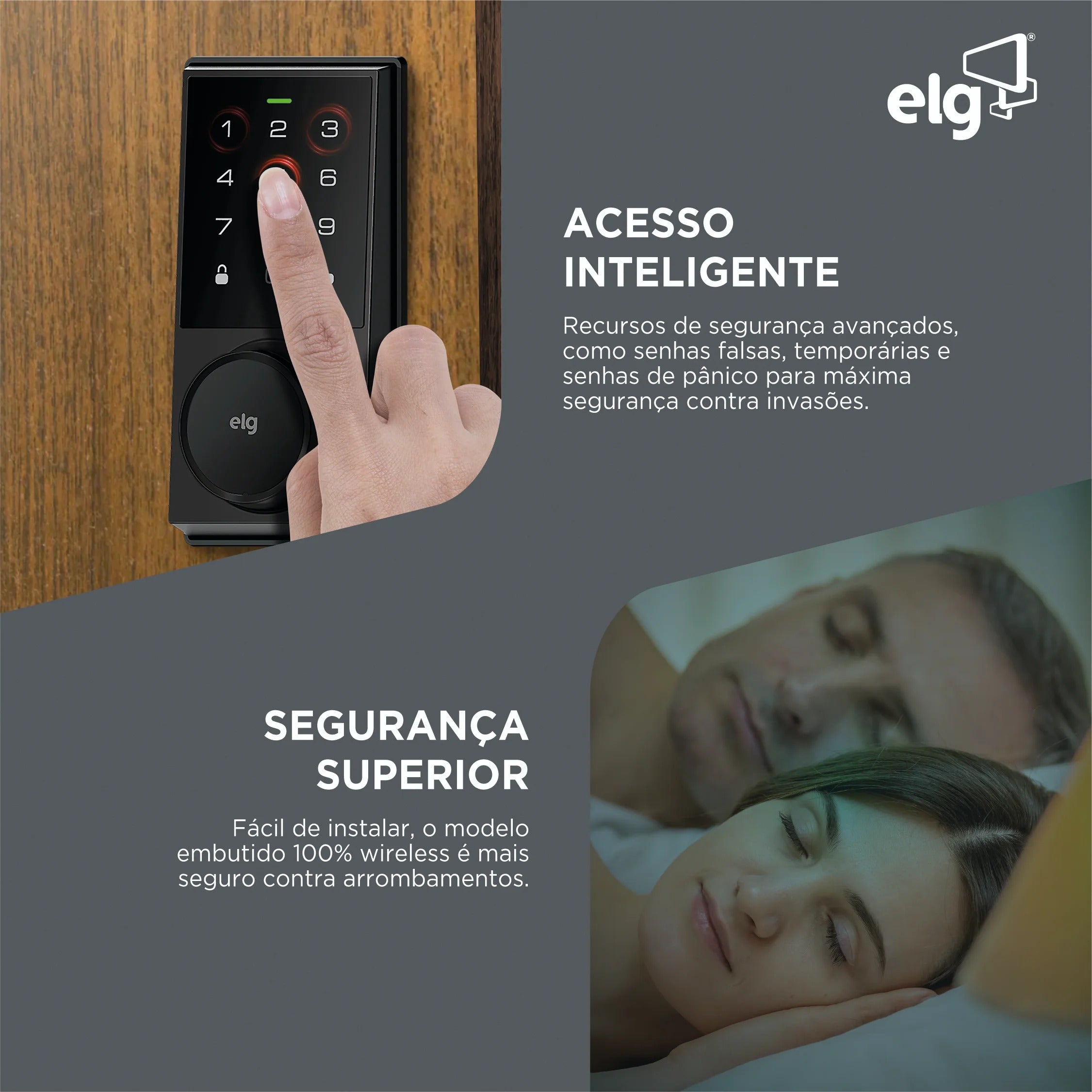 Fechadura Digital de Embutir ELG SCFD100PR com Senha e Chave