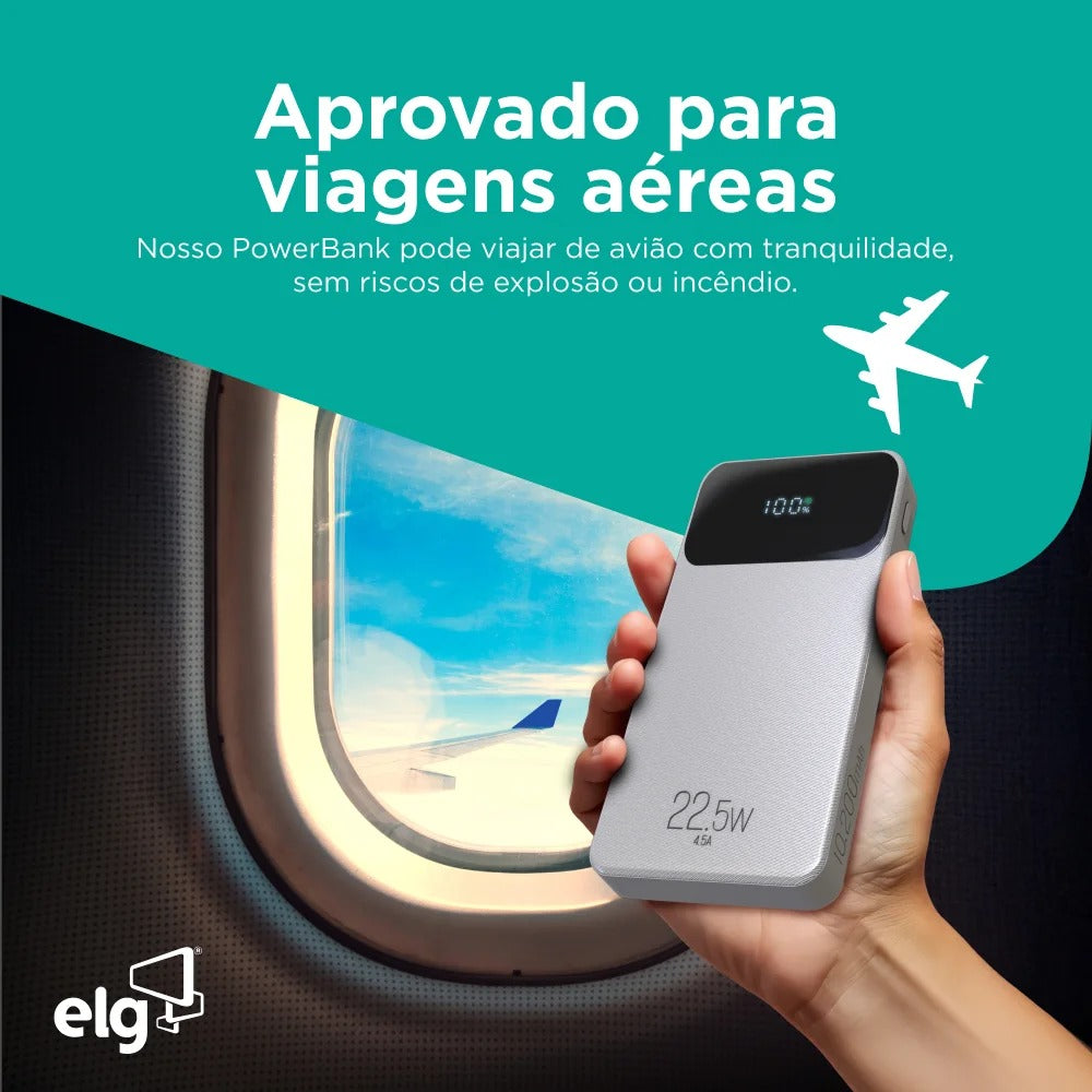 Power Bank Carregador Portátil ELG PB102WH 10200MAH 22,5W