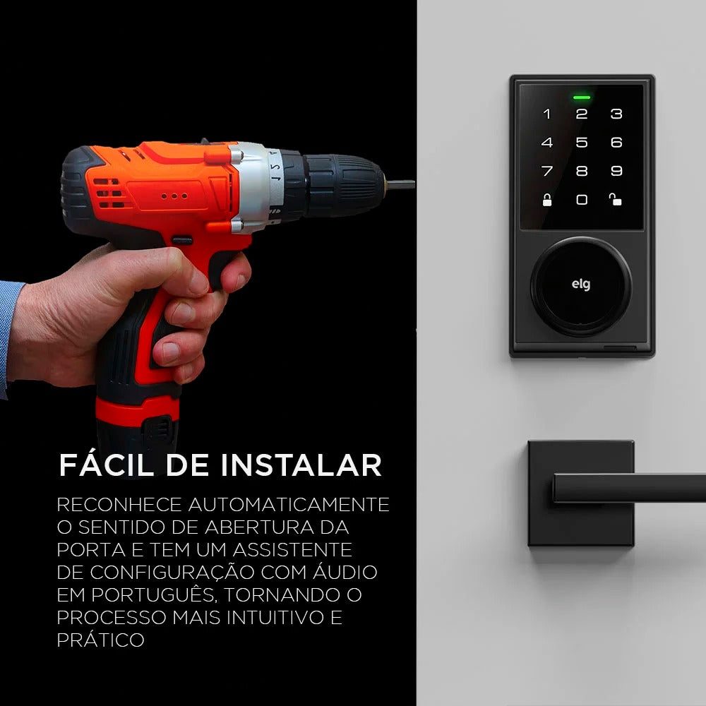 Fechadura Digital de Embutir ELG SCFD100PR com Senha e Chave