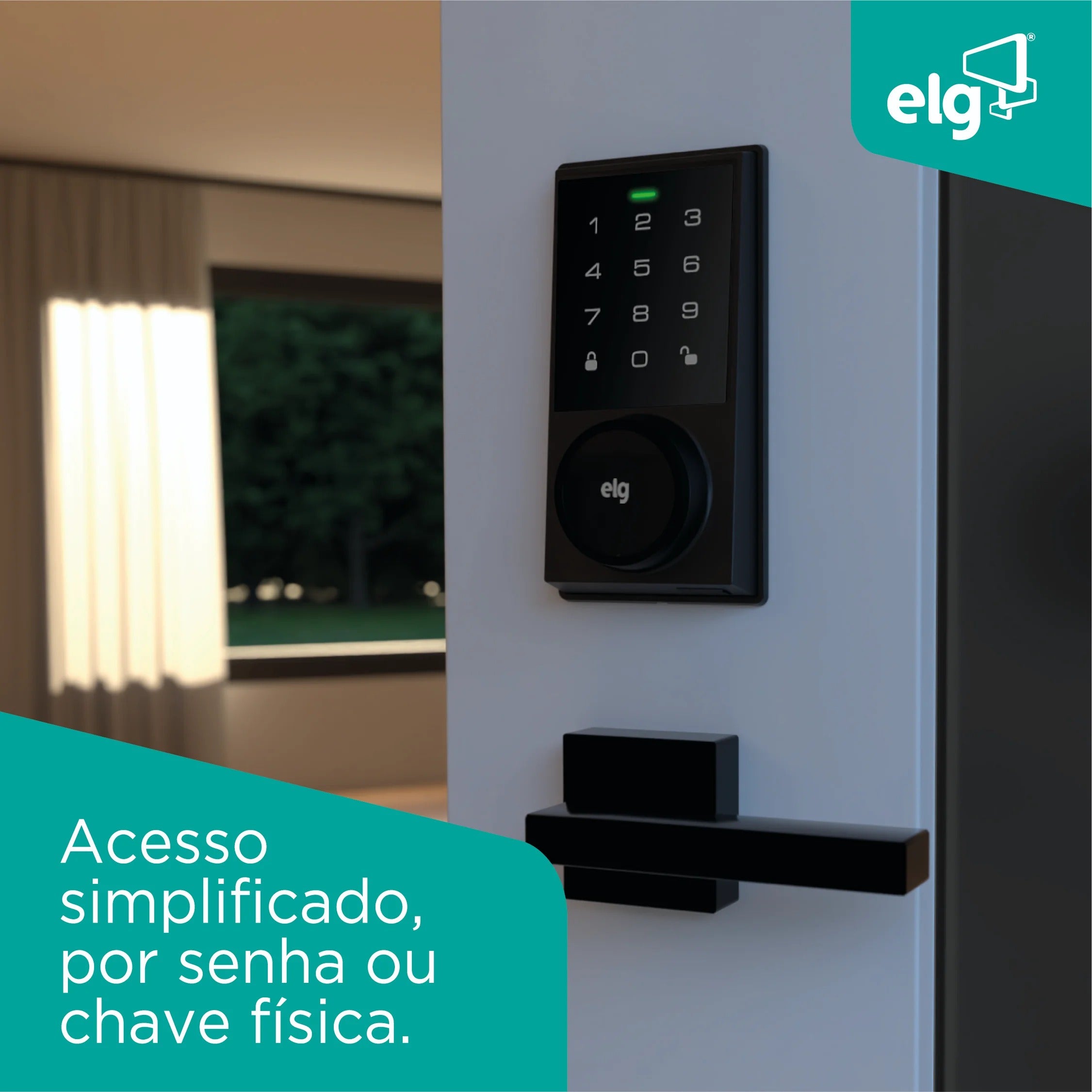 Fechadura Digital de Embutir ELG SCFD100PR com Senha e Chave