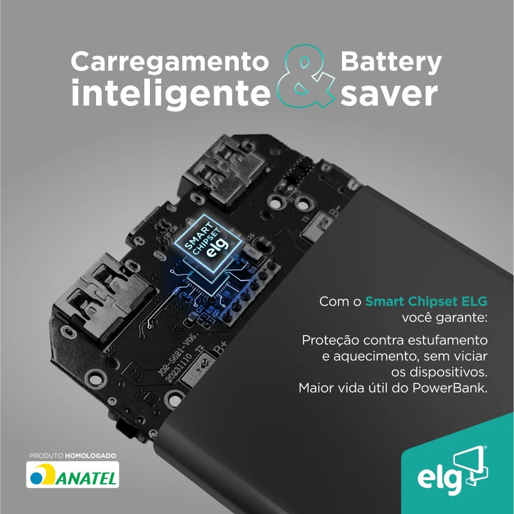 Power Bank Carregador Portátil ELG PB102WH 10200MAH 22,5W
