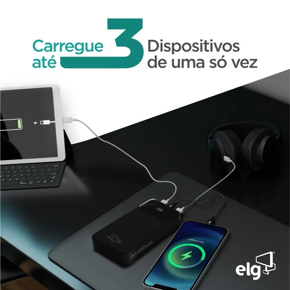 Power Bank Carregador Portátil ELG PB200BK 20000MAH 22,5W