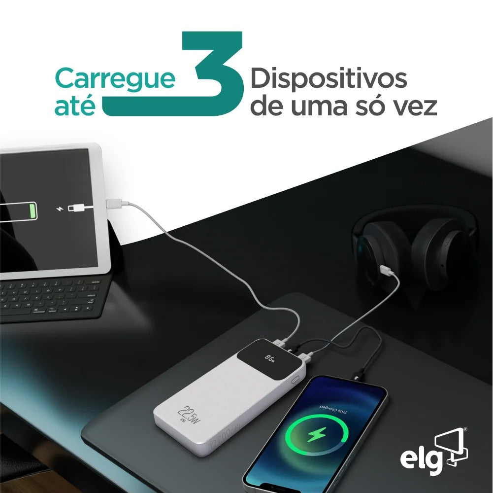 Power Bank Carregador Portátil ELG PB102WH 10200MAH 22,5W