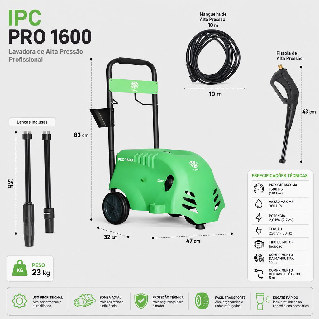 Lavadora de Alta Pressão IPC Pro 1600 Monofásica 2000W