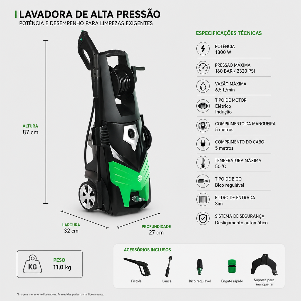 Lavadora de Alta Pressão IPC PW-C22M Água Fria 100 Br 1800W