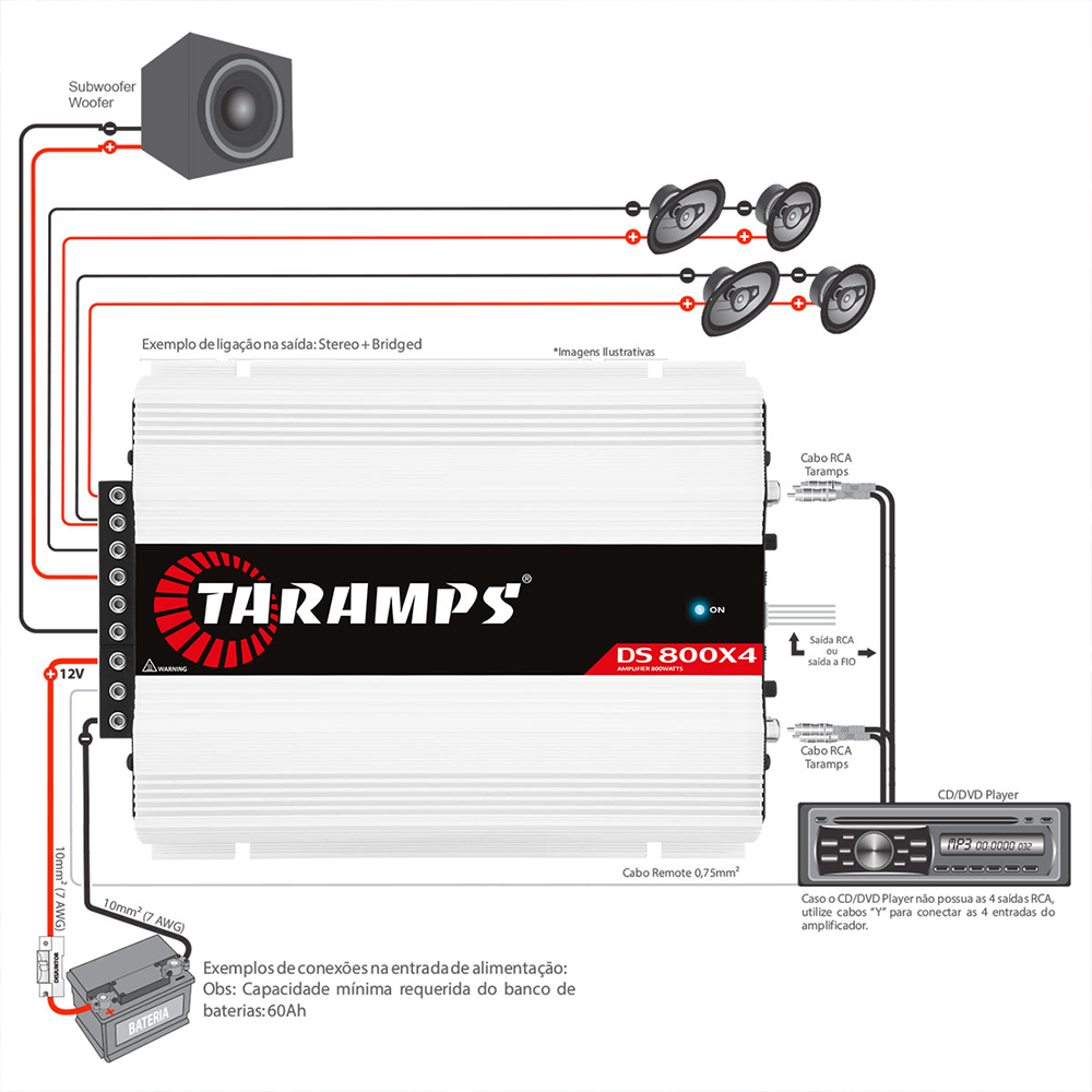 Módulo De Potência Taramps Ds-800x4 800rms 4 Canais