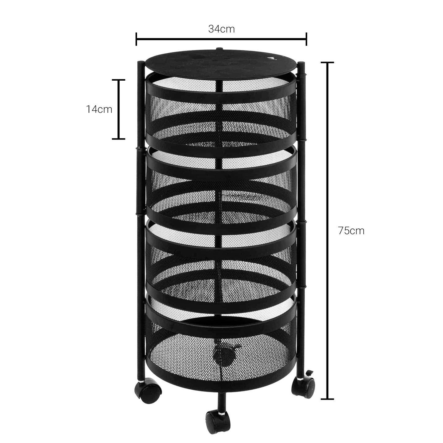 Carrinho Multiuso Organizador Circular Metálico Decoteam