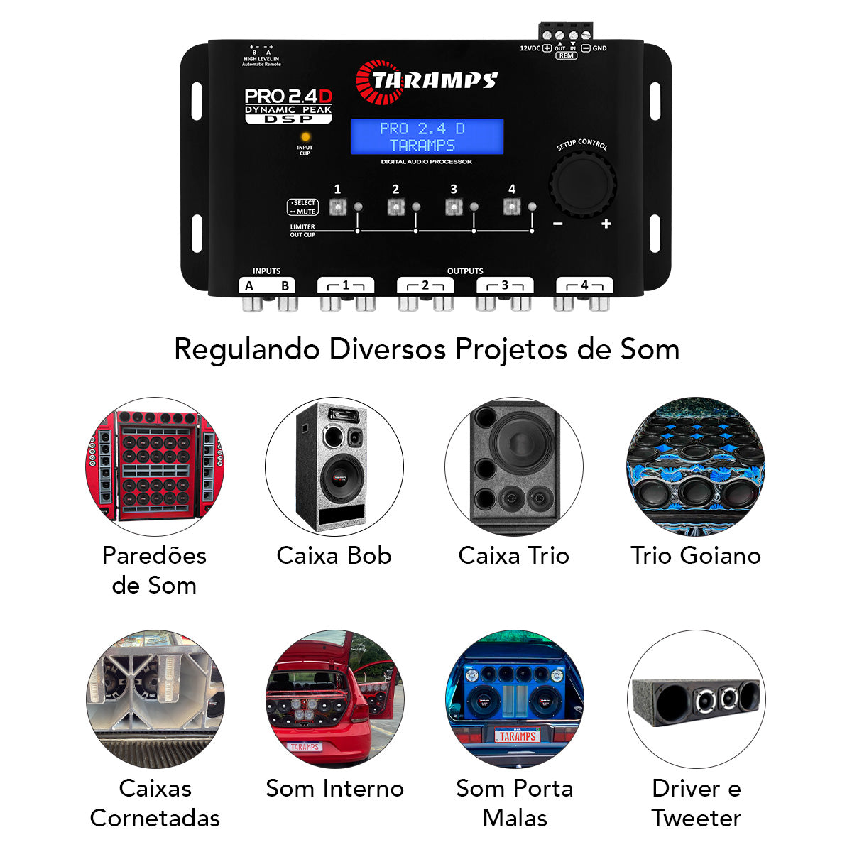Processador de Áudio Taramps PRO 2.4D 4 Canais de Saida