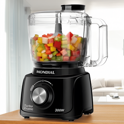 Miniprocessador De Alimentos Turbo Pratic Mondial Mp-16 300w
