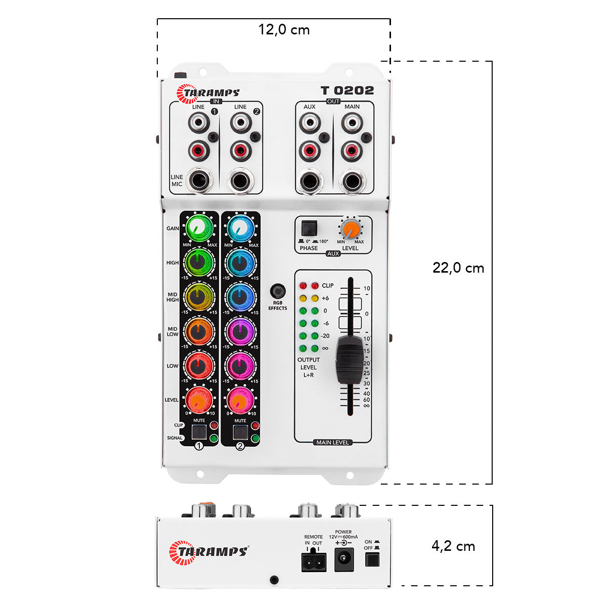 Mesa de Som Taramps T0202 2 Canais Multicolor USB LED RGB